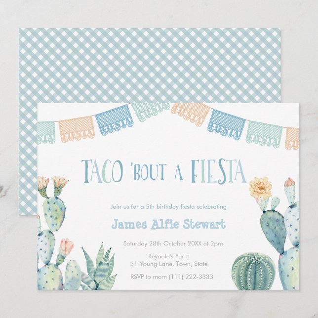 Taco About A Fiesta - Any Age Boy Birthday Party Invitation (Front/Back)