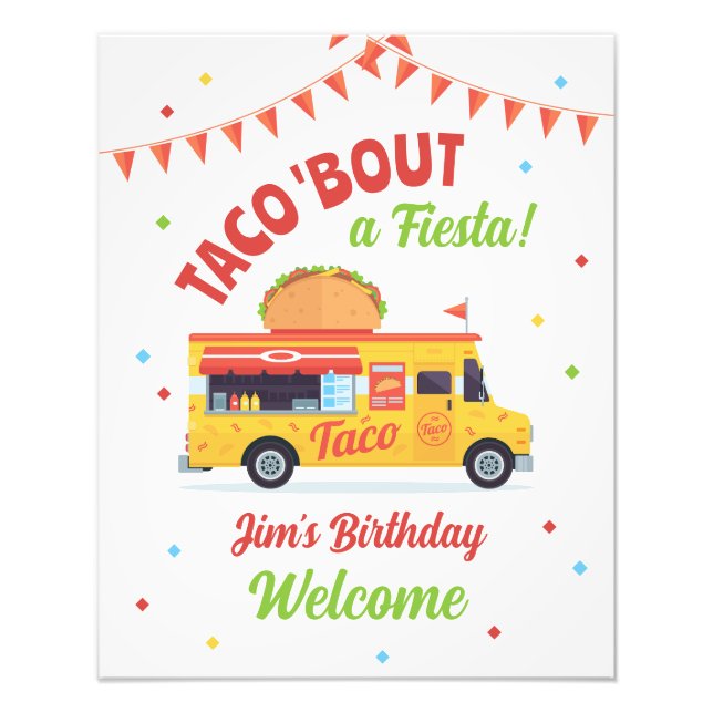 Taco About a Fiesta Birthday Party Welcome Sign (Front)