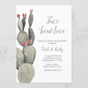 Taco about love Cactus Peach Baby Shower Invitation