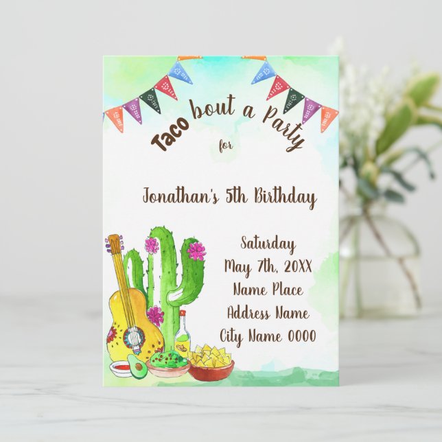 Taco About Party Birthday  Invitation (Standing Front)