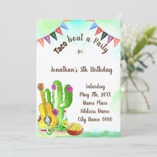 Taco About Party Birthday  Invitation