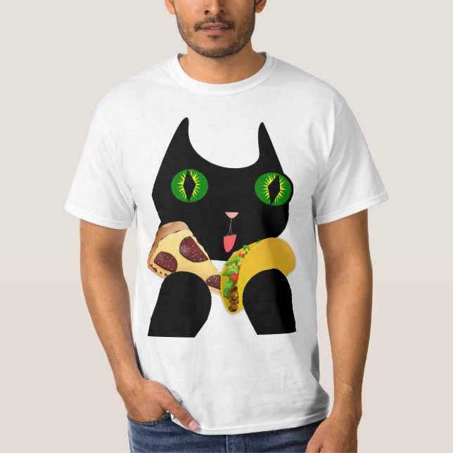 TACO AND PIZZA CAT Funny T-shirts (Front)