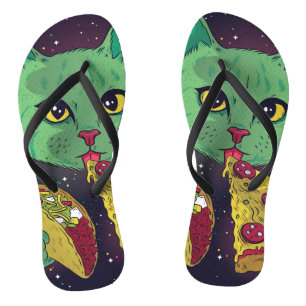 Taco and Pizza Cosmic Space Cat Thongs