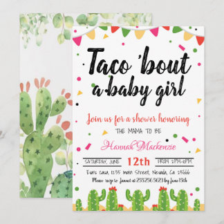 Taco baby shower invitation taco bout a baby girl
