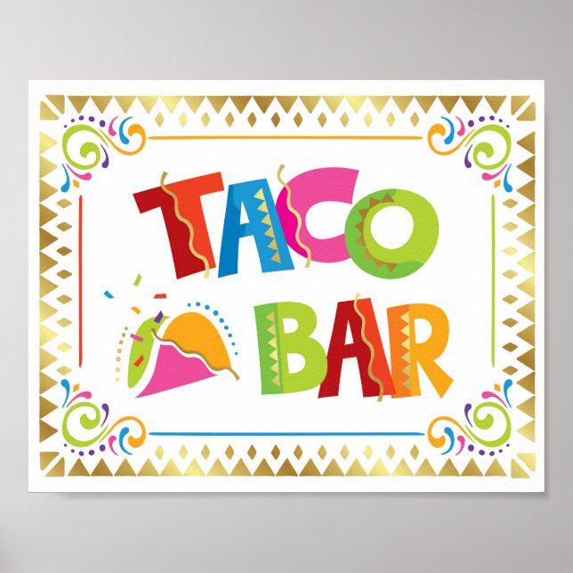 TACO BAR Fiesta Party Sign Print (Front)