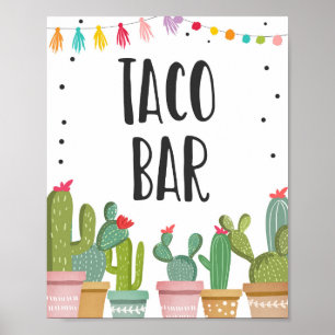 Taco Bar Mexican Food Cactus Fiesta Table Sign