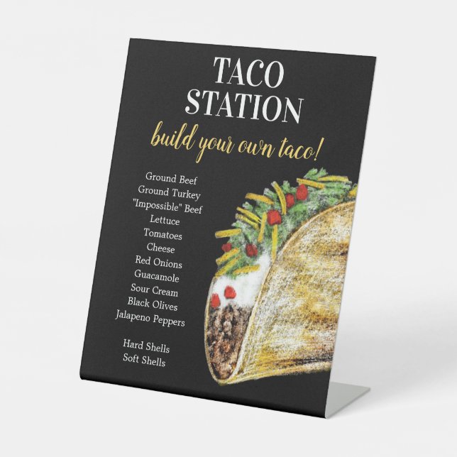 Taco Bar Sign for Food Station Plaque (Front)