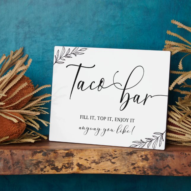 Taco Bar Wedding sign Tabletop Plaque with Easel (Side)