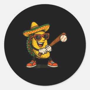 Taco baseball cinco de mayo classic round sticker