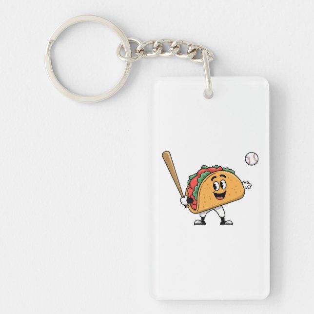 Taco Baseball Fun Key Ring (Front)
