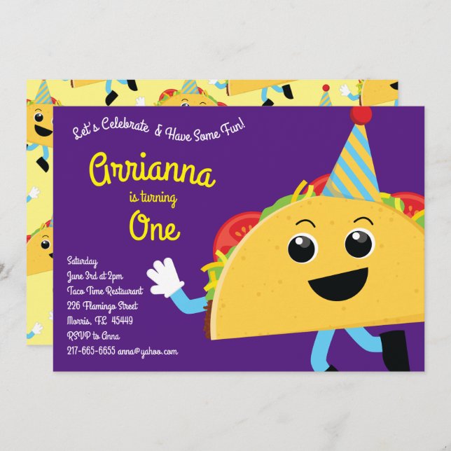 Taco Birthday Party Invitation (Front/Back)