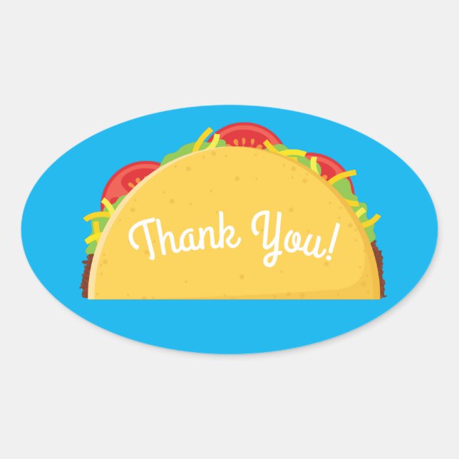 Taco Birthday Party Mexican Food Oval Sticker (Front)