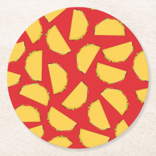 Taco Birthday Party Mexican Food Round Paper Coaster