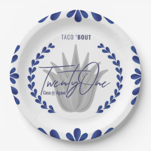 Taco' Bout 21   Blue/Silver Tequila Paper Plates