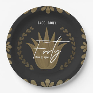 Taco' Bout 40 | Black/Gold Tequila Paper Plates