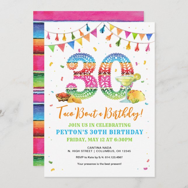 Taco Bout a 30th Birthday Fiesta Invitation (Front/Back)
