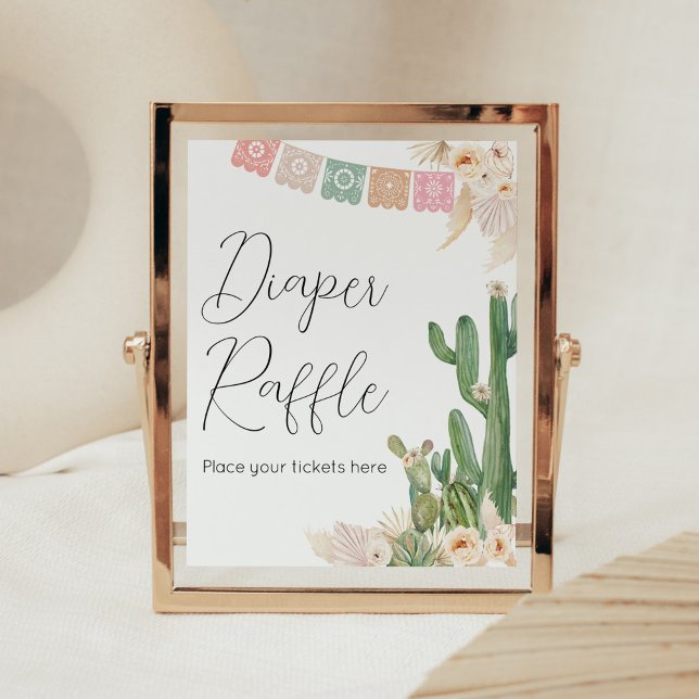 Taco Bout A Baby Baby Shower Diaper Raffle Poster (Boho Fiesta Baby Shower Diaper Raffle Sign)
