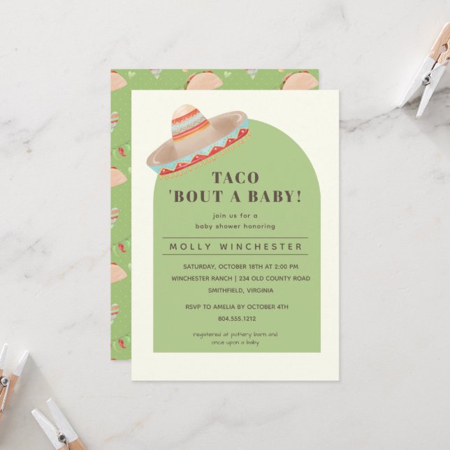 Taco Bout a Baby Baby Shower Invitation (Front/Back In Situ)