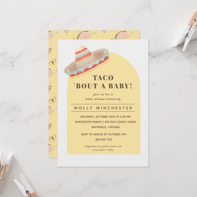 Taco Bout a Baby Baby Shower Invitation (Front/Back In Situ)
