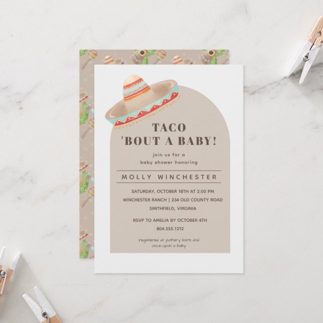 Taco Bout a Baby Baby Shower Invitation (Front/Back In Situ)