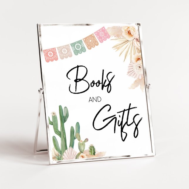 Taco Bout A Baby Boho Baby Shower Books and Gifts Poster (Cactus Baby Shower Books and Gifts Sign)
