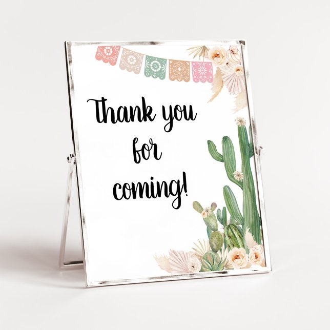 Taco Bout A Baby Boho Thank you for Coming Poster (Cactus Baby Shower Thank you for Coming Sign)