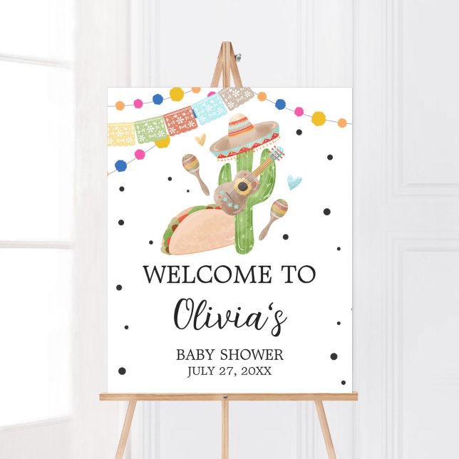 Taco Bout A Baby Cactus Welcome Poster (Fiesta Cactus Baby Shower Welcome Sign)