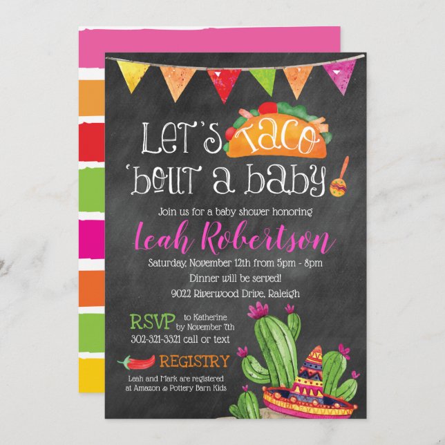 Taco bout a Baby - Chalkboard Baby Shower Invitation (Front/Back)