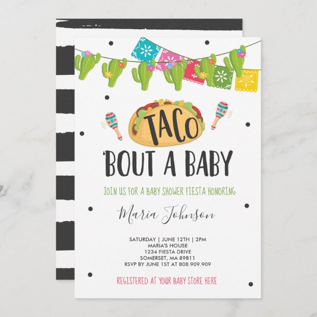 Taco 'Bout A Baby Fiesta Baby Shower Invitation (Front/Back)