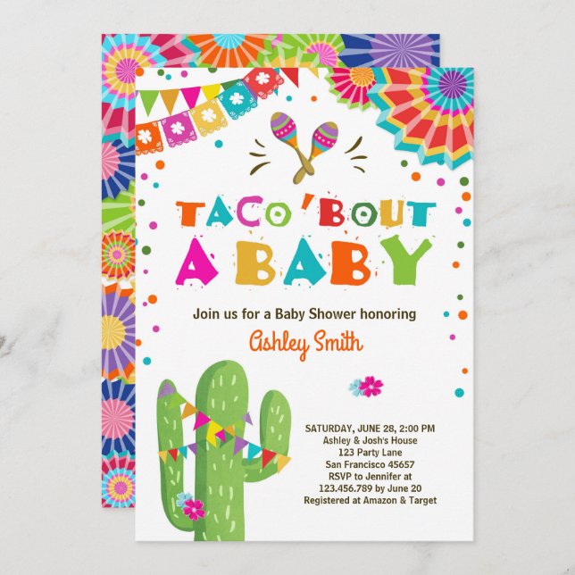 Taco Bout a Baby Fiesta Baby shower invitation (Front/Back)