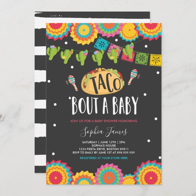 Taco 'Bout A Baby Fiesta Baby Shower Invitation (Front/Back)
