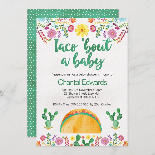 Taco 'Bout A Baby Fiesta Baby Shower Invitation (Front/Back)