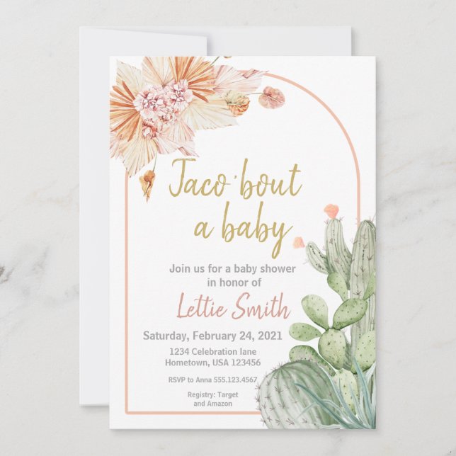 Taco 'Bout a Baby, Fiesta Baby Shower Invitation,  Invitation (Front)