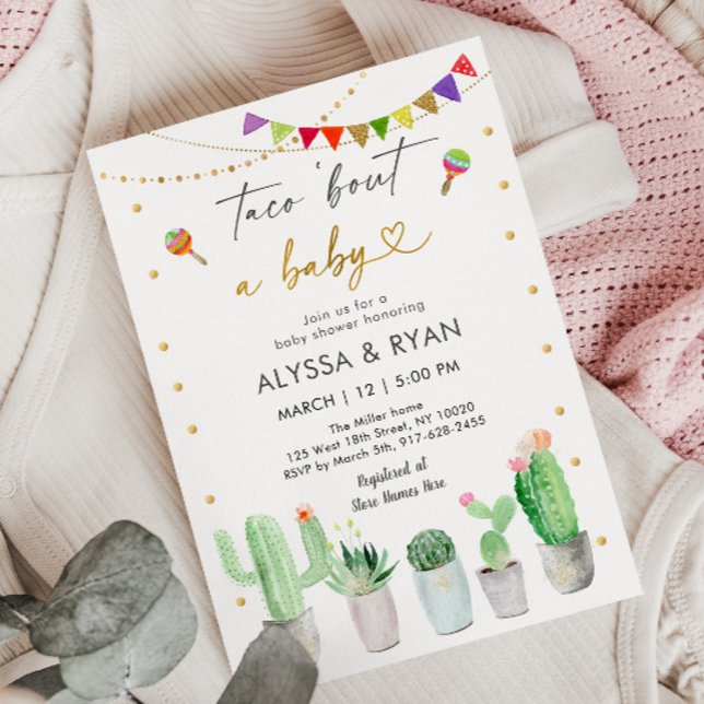 Taco 'Bout A Baby Fiesta Cactus Baby Shower Invitation (Creator Uploaded)