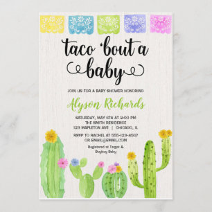 Taco bout a baby, Fiesta cactus baby shower Invitation