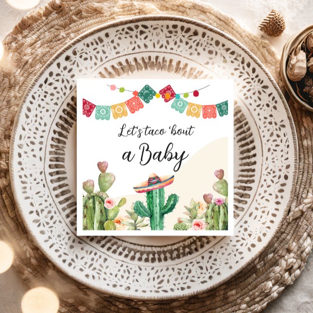 Taco Bout a Baby Fiesta Cactus Watercolor Shower Napkin (Creator Uploaded)