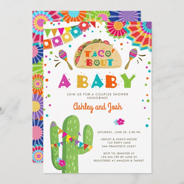 Taco Bout A Baby Fiesta Couples Shower Invitation (Front/Back)