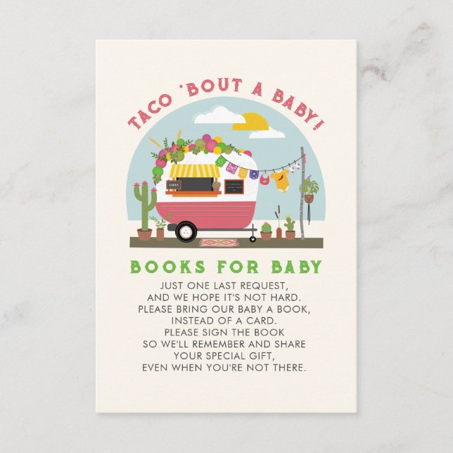 Taco Bout A Baby Girl Baby Shower Book Request Enclosure Card (Front)