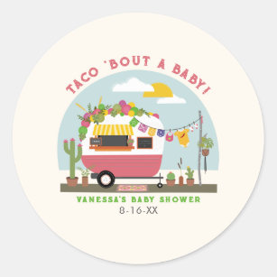 Taco Bout A Baby Hot Pink Girl Baby Shower Classic Round Sticker