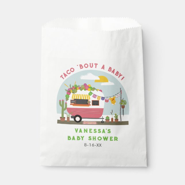 Taco Bout A Baby Hot Pink Girl Baby Shower Favour Bag (Front)