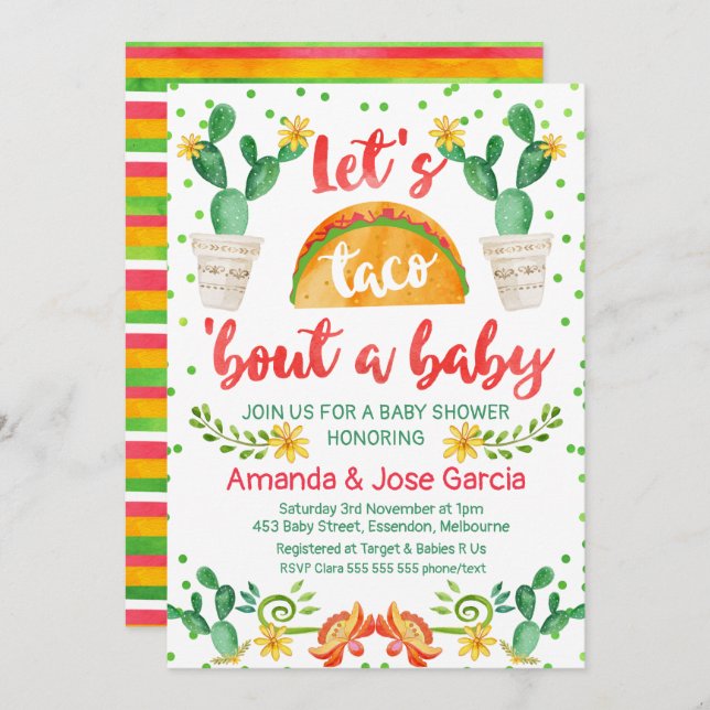 Taco Bout A Baby Invitation (Front/Back)