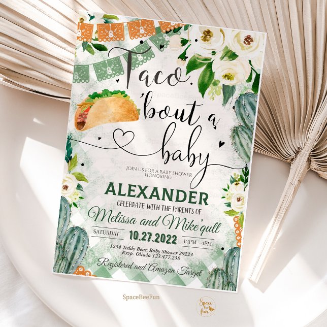 Taco 'Bout A Baby Invitation Fiesta Baby Shower  (Taco 'Bout,A Baby invite,Invitation,Editable Fiesta,Baby Shower,Cactus Cinco,de Mayo Tropical,Mexica)