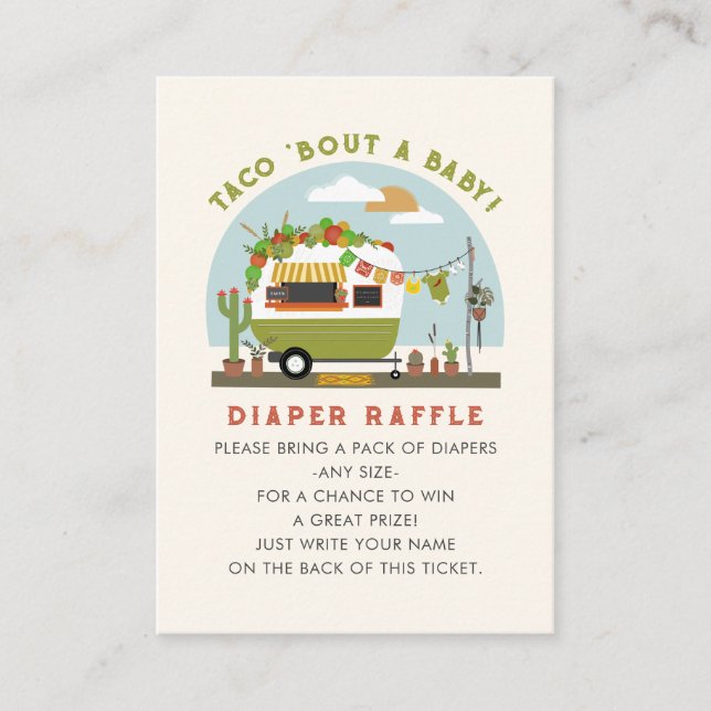 Taco Bout A Baby Neutral Baby Diaper Raffle Enclosure Card (Front)