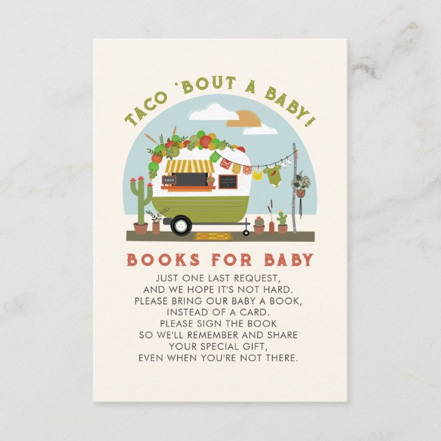 Taco Bout A Baby Neutral Baby Shower Book Request Enclosure Card (Front)