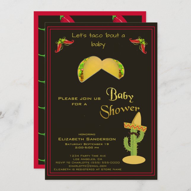 Taco bout a Baby Shower Invitation (Front/Back)