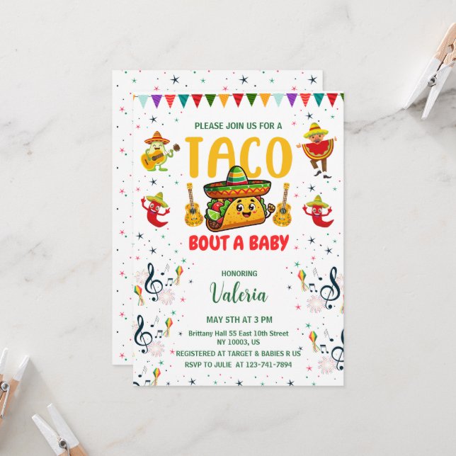 taco bout a baby shower mexican fiesta invitation (Front/Back In Situ)