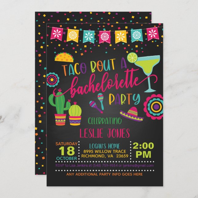 Taco Bout a Bachelorette Party Invitation - BL (Front/Back)