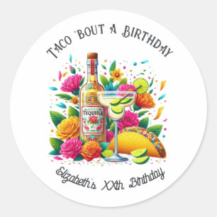 “Taco ’Bout a Birthday” Fiesta Classic Round Sticker