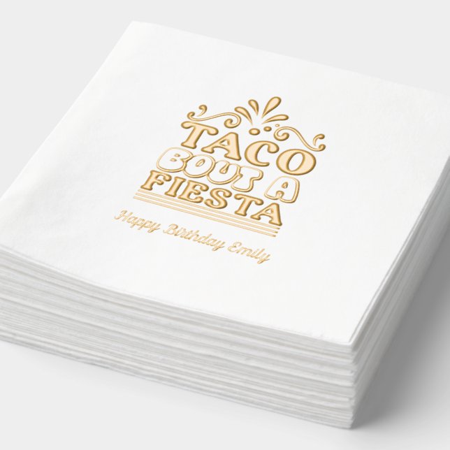 Taco Bout a Fiesta Gold Foil Birthday Napkins (Detail)