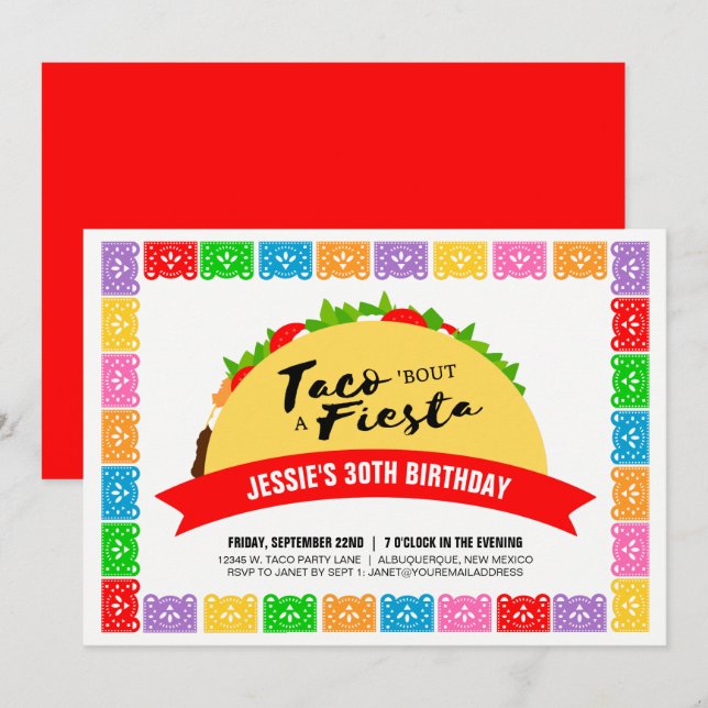 Taco 'Bout A Fiesta Invitation (Front/Back)